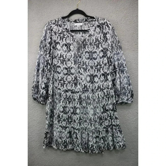 Calvin Klein Silky Balloon Sleeve Tiered Dress-Size 14 - Picture 1 of 9